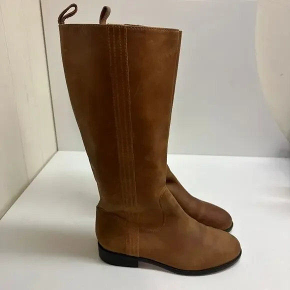 VERY GOOD Boden Knee High 14" Brown Leather Flexible riding boots 8 US / 39 EU - Picture 2 of 13
